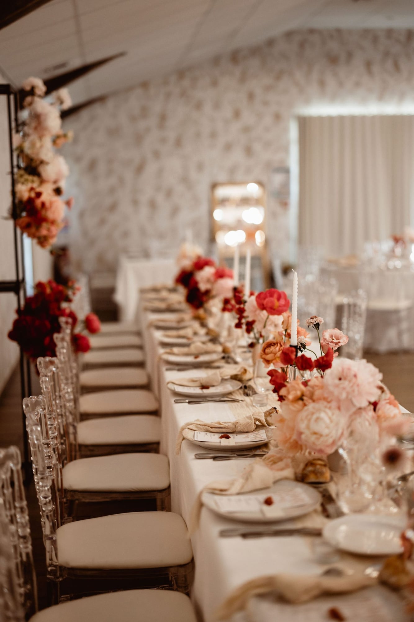 decoration de table blanche et rose mariage