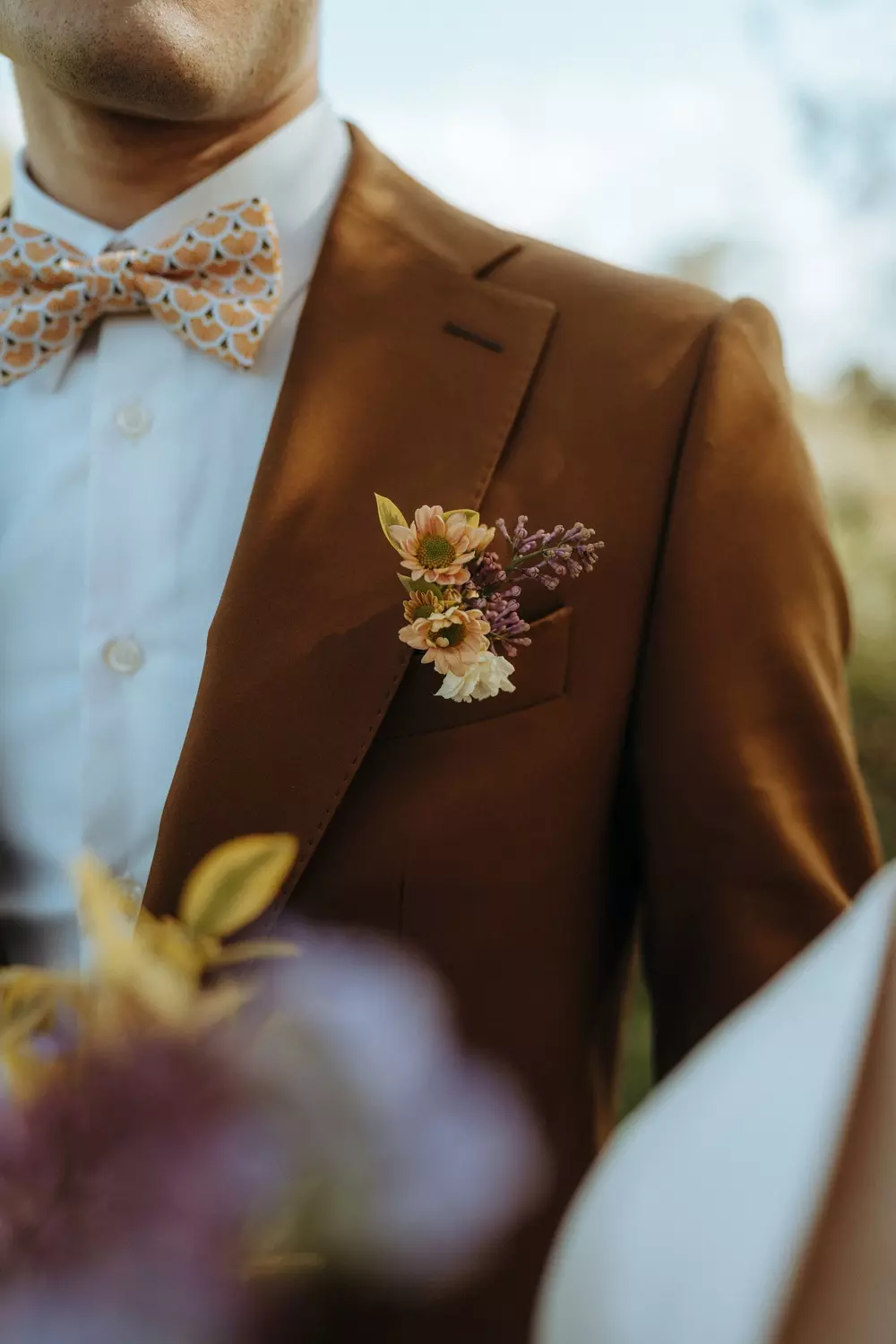 boutonnière marié coloré champêtre printemps sarthe