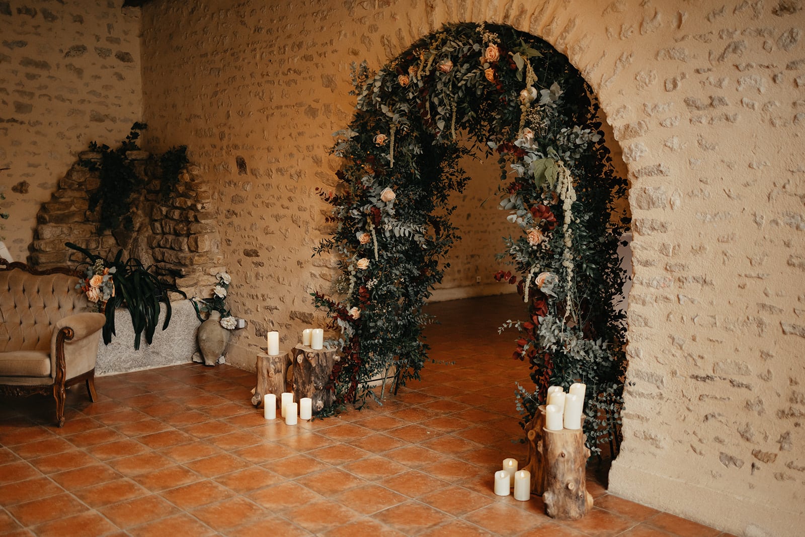 arche florale et végétale mariage automne harry potter orne