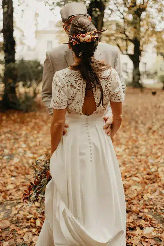 robe de mariée hiver automne avec poches le mans