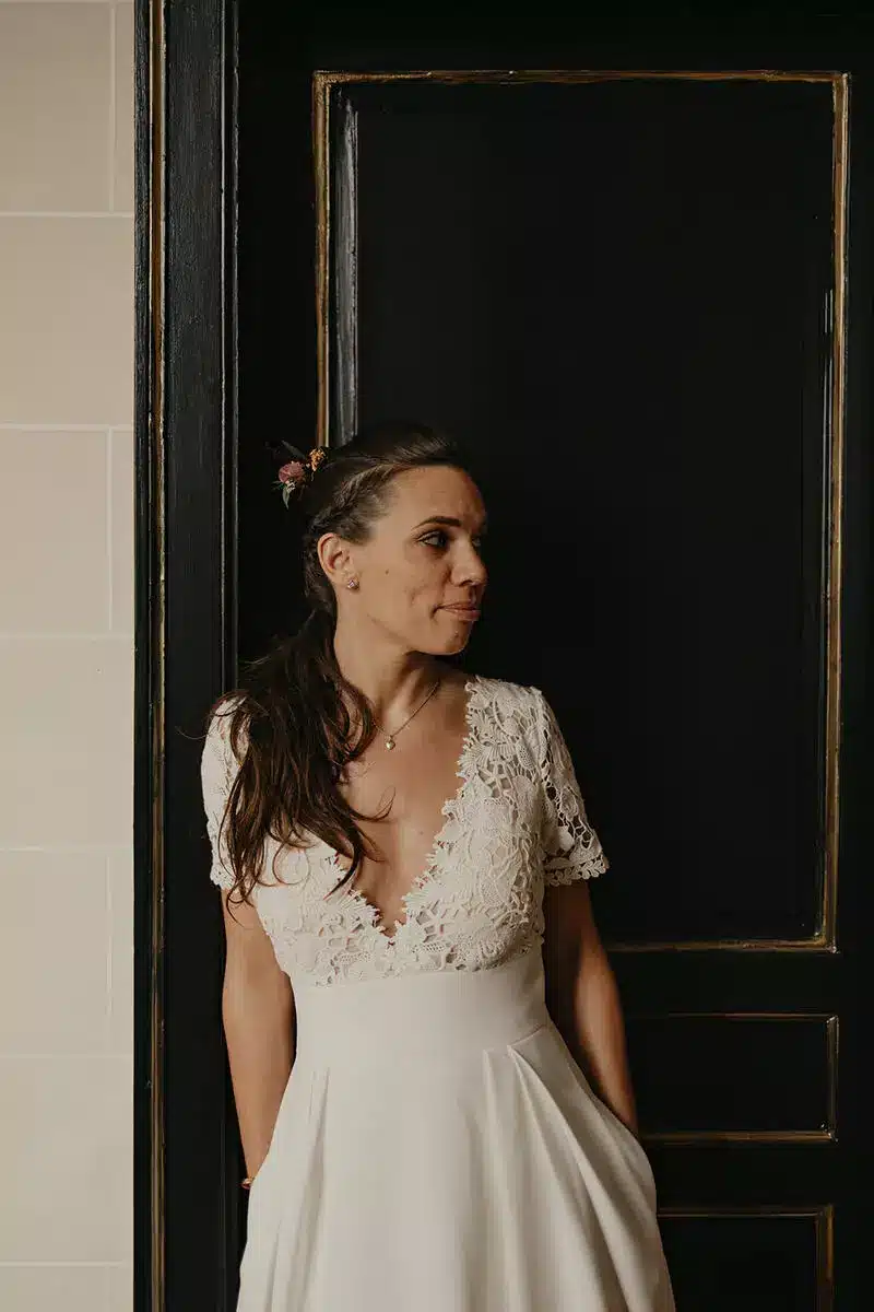 robe de mariée avec poches sur mesure le mans