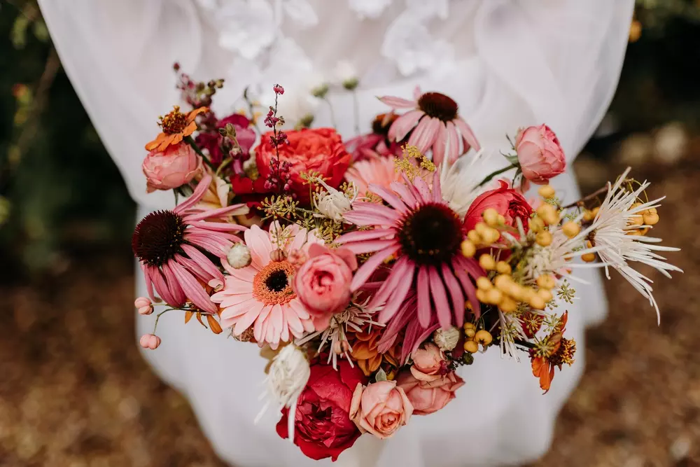 bouquet de mariée coloré automne mariage normandie