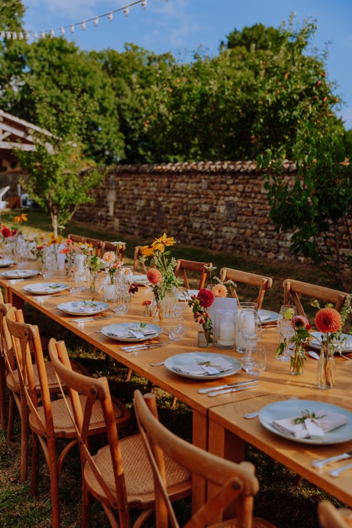 fleurs repas mariage champetre