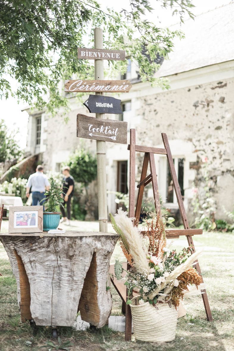 panneaux fleches decoration mariage angers