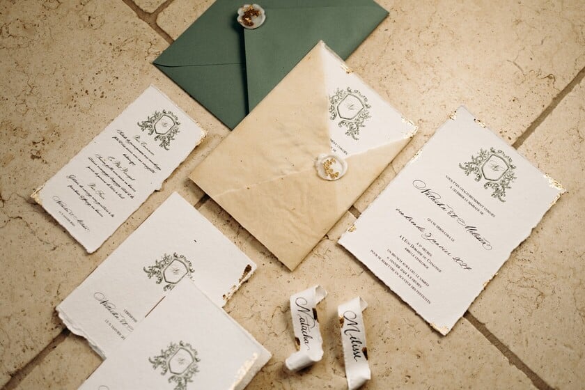 faire part mariage papier recycle fait main