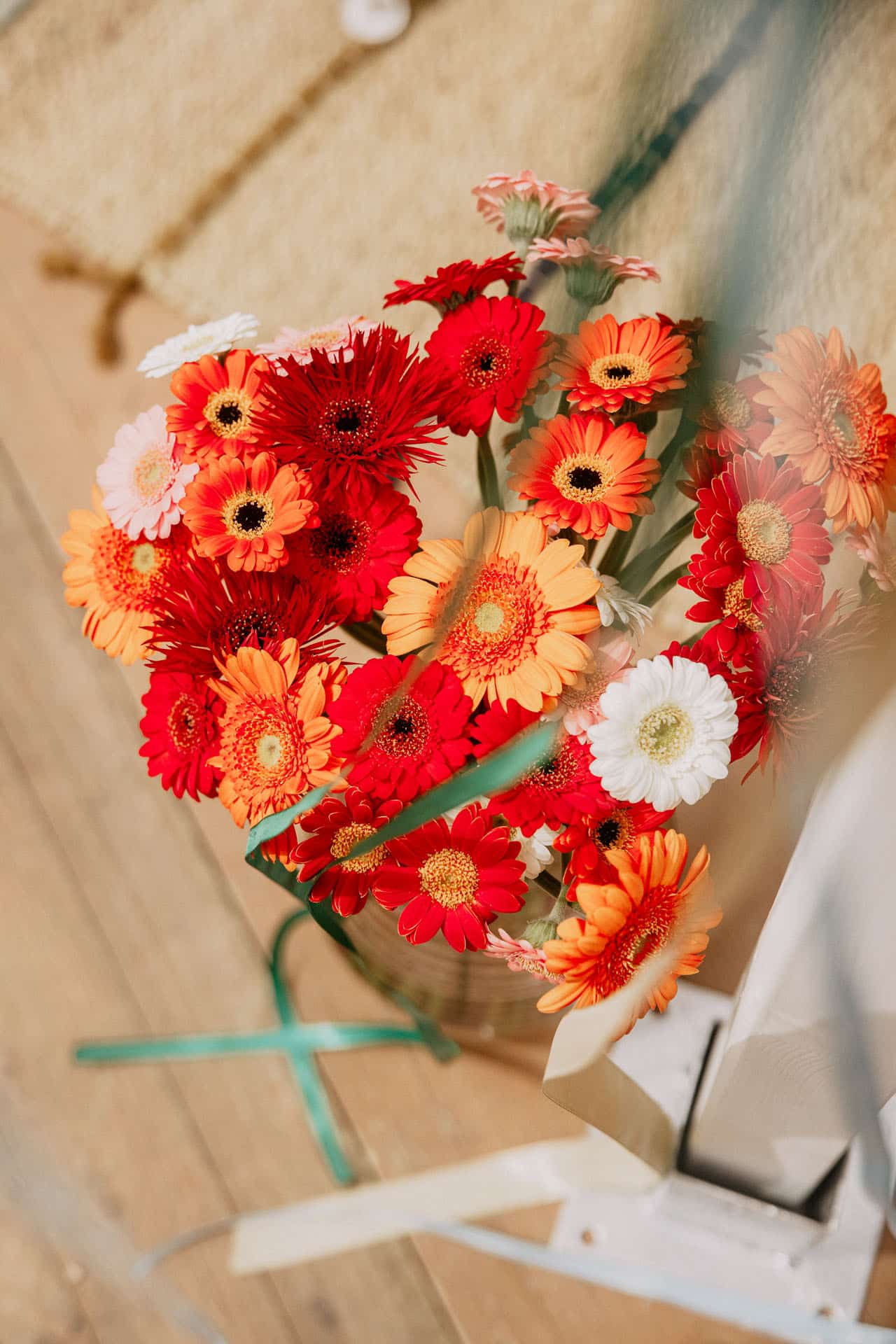 bouquet de fleurs orange rose angers