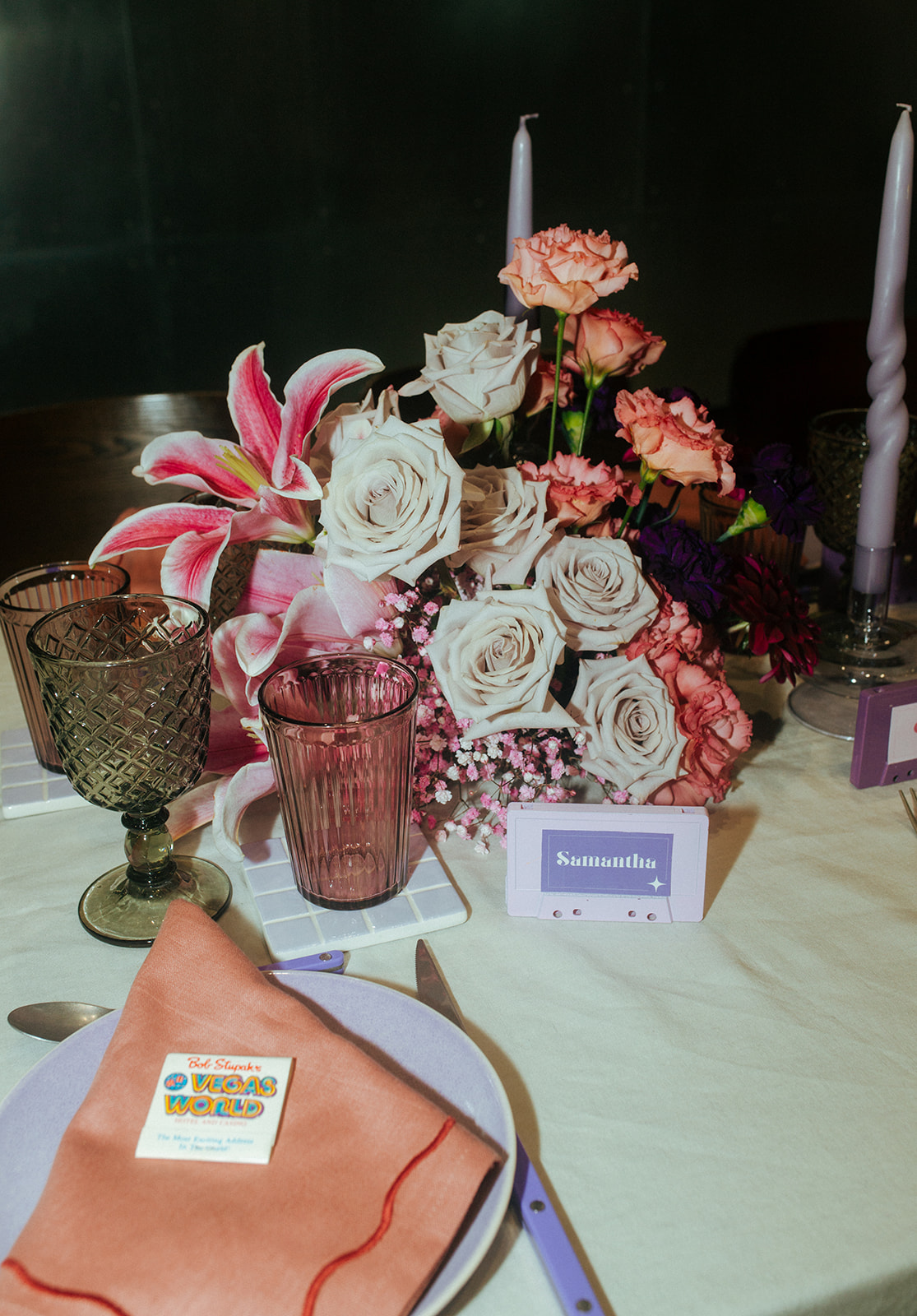 decoration table mariage bouquet fleurs roses loire valley