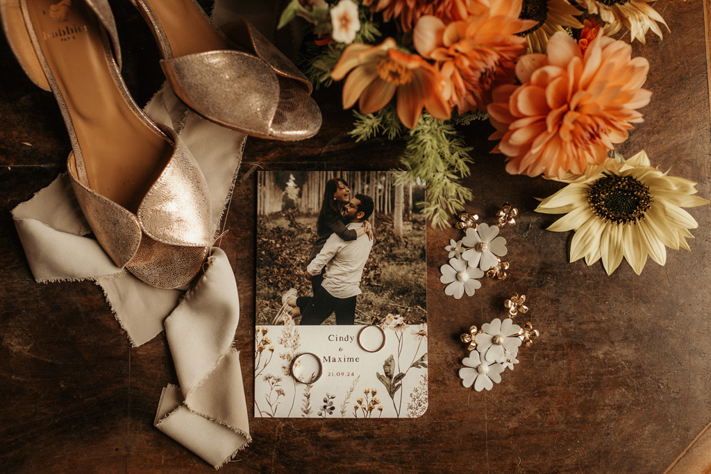 flat lay mariage photographe pays de la loire