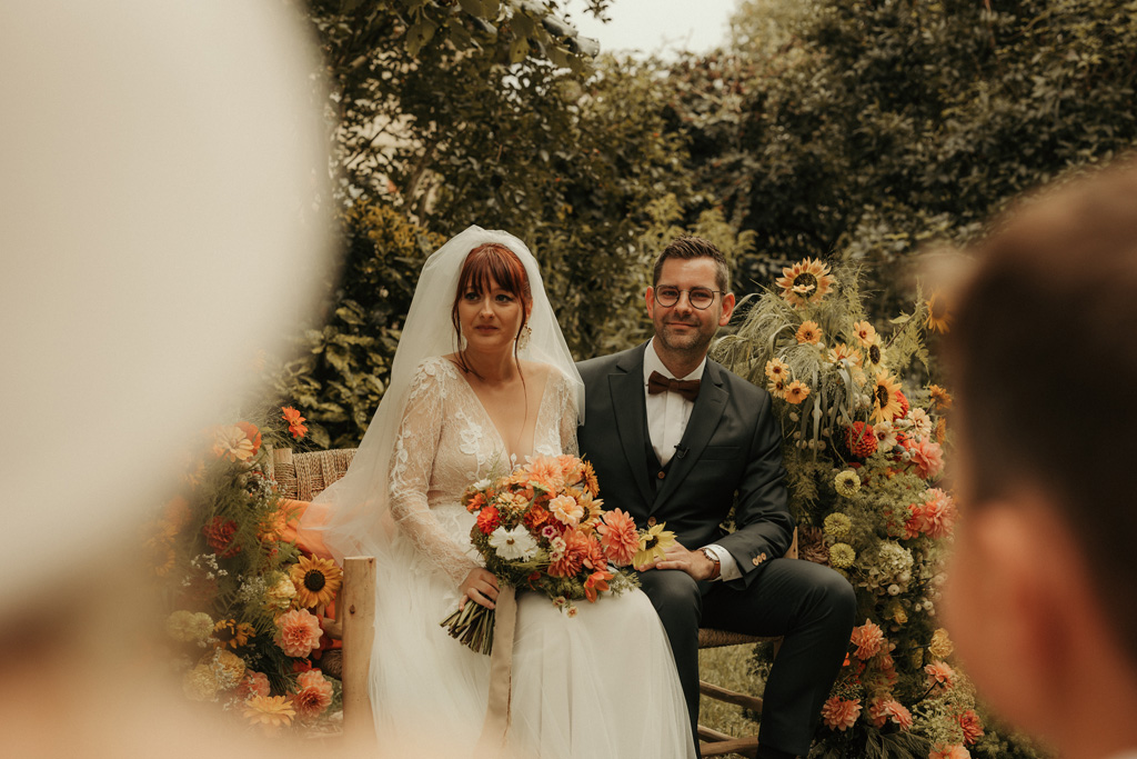 mariage colore fleurs decoration orange rose angers