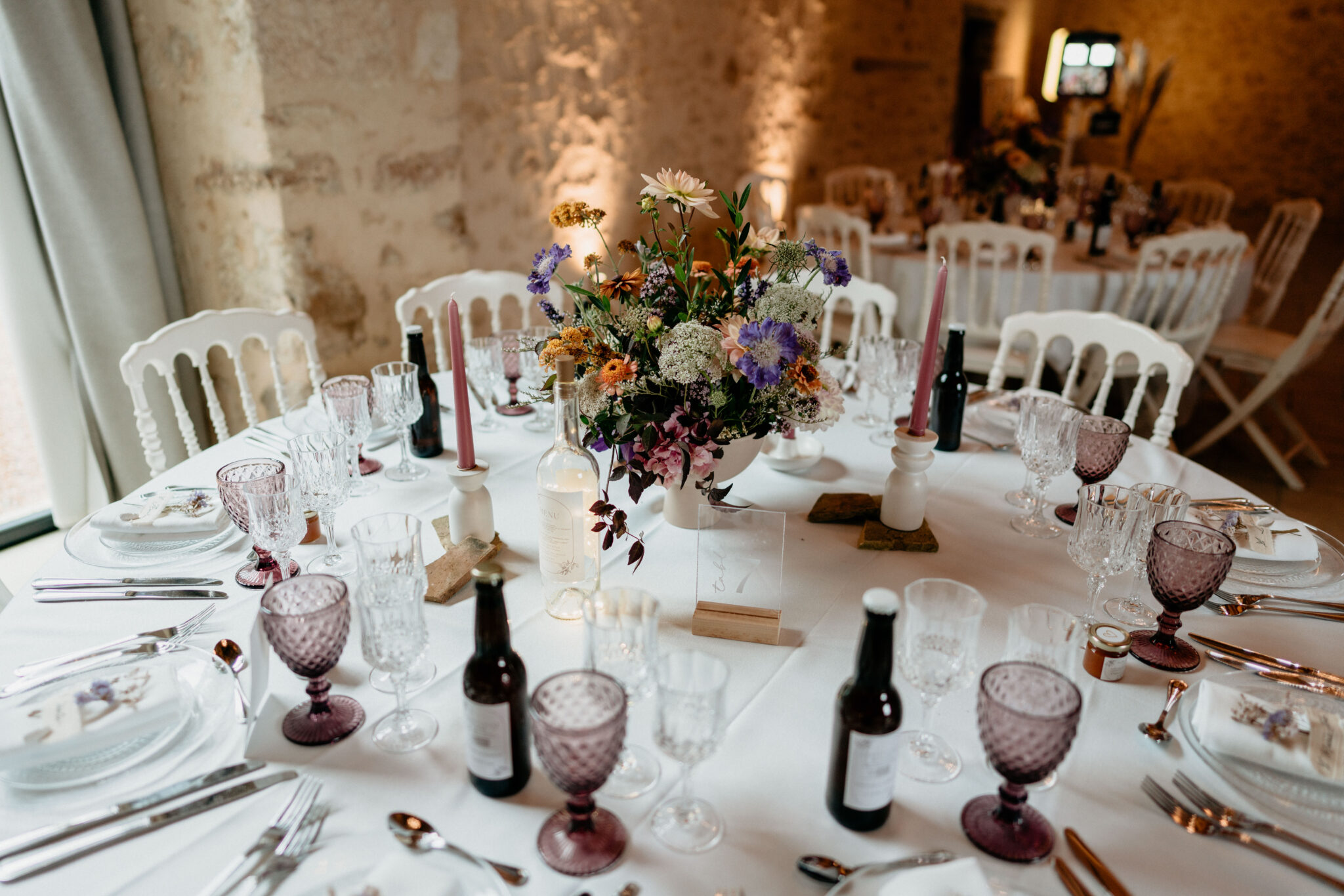 table ronde décoration mariage champêtre chic sarthe