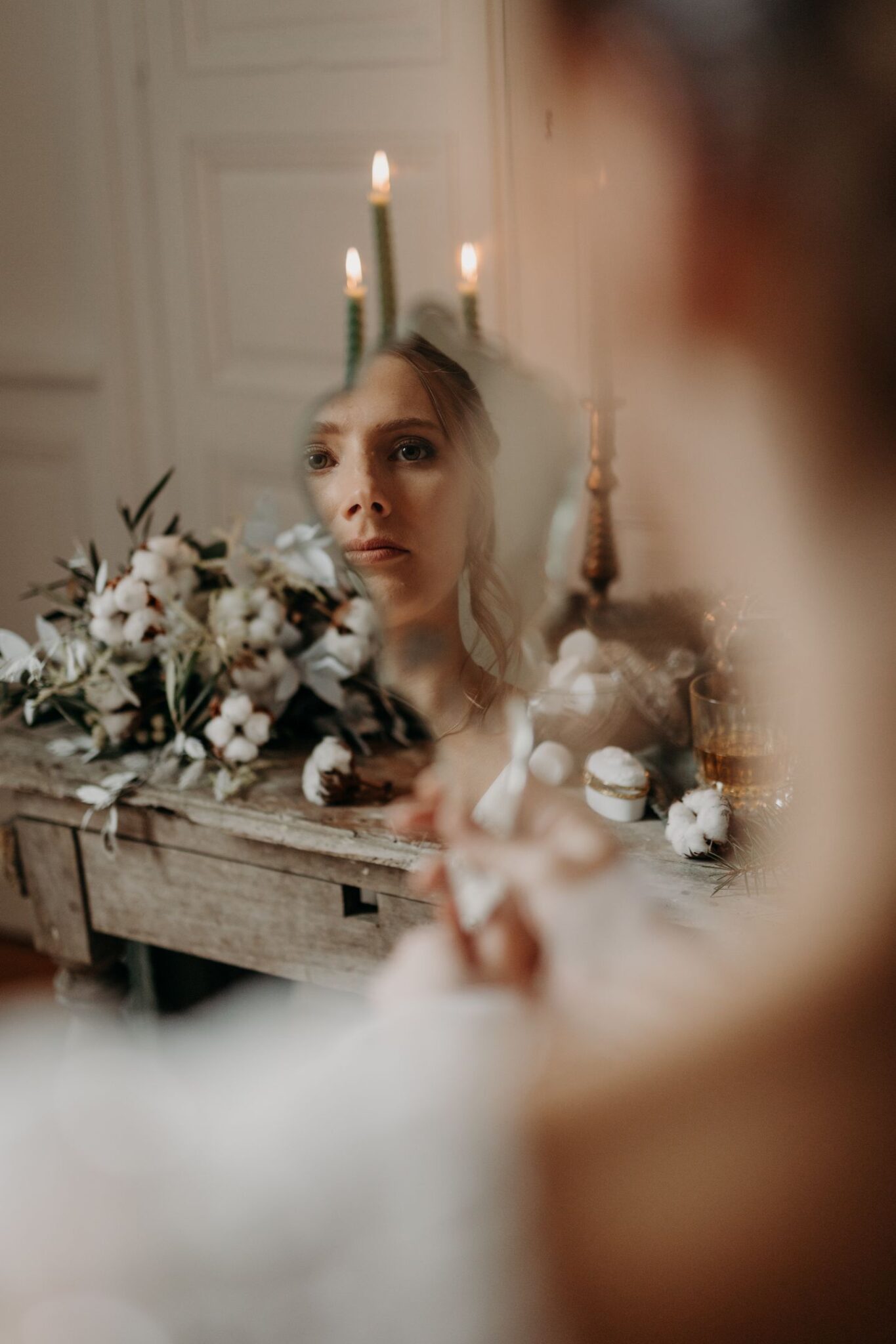 miroir à main mariage romantique hiver sarthe